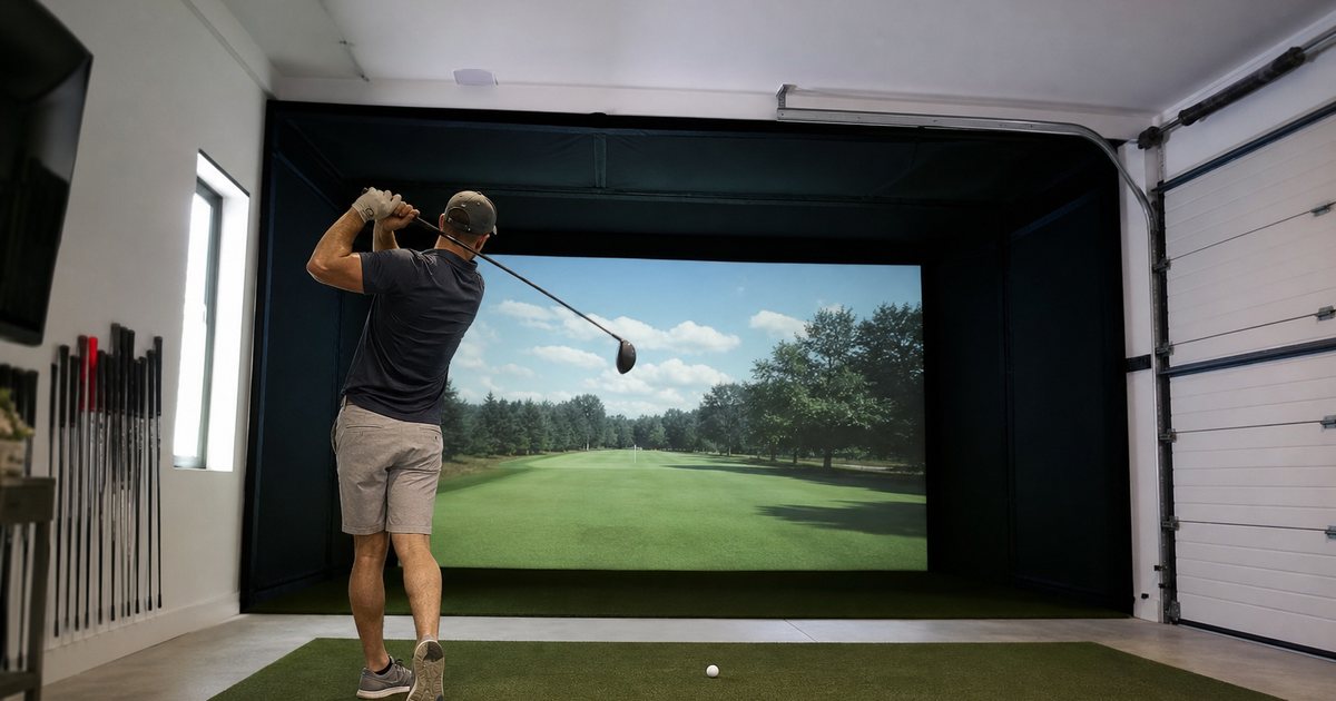 What should a homeowner do when converting a garage into a golf simulator bay?